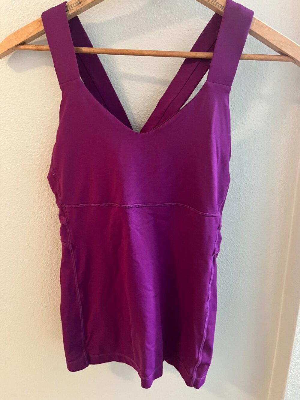 Lululemon V-Neck Strappy Tank Top w/Built-In Shelf Bra in Purple/Plum